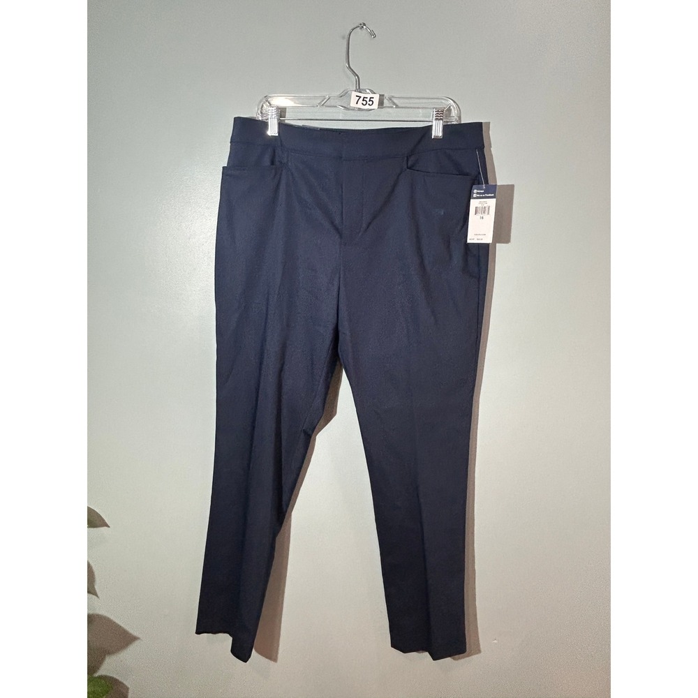 Chaps Navy Blue Slimming Fit Straight Leg‎ Dress Pants Womens Size 16 NWT